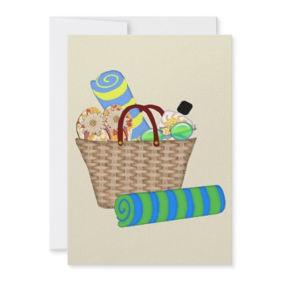 Beach Bag, Towels and Flip Flops Announcement by ElainePlesser