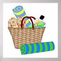 Beach Bag, Towels and Flip Flops Posters