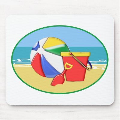 Beach Ball Pail and Shovel Mouse Pads by ElainePlesser