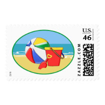Beach Ball Pail and Shovel postage