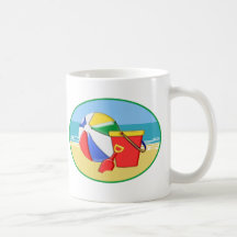 Beach Ball, Pail & Shovel at the Shore Mugs