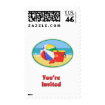 Beach Ball, Pail & Shovel You're Invited Postage