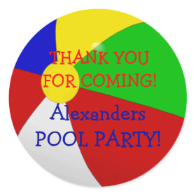 Beach Ball-Pool Party Classic Round Sticker