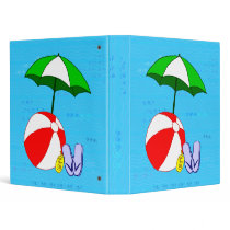 Beach Ball Pool Umbrella Template 3 Ring Binder