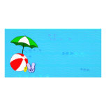 Beach Ball Pool Umbrella Template Photo Greeting Card