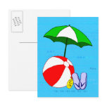 Beach Ball Pool Umbrella Template Postcard
