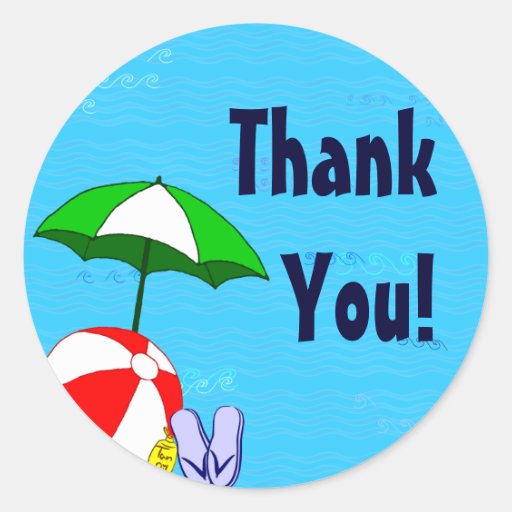 Beach Ball Umbrella Custom Thank You Sticker Zazzle
