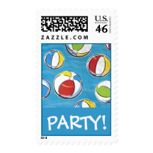 Beach Balls Party Postage Stamp