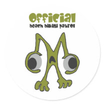 beach bikini patrol round sticker