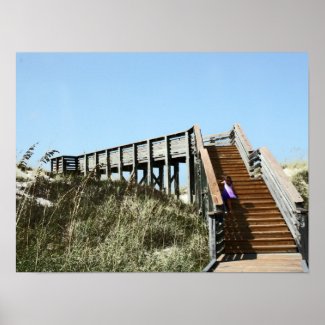 Beach Boardwalk with girl, Florida Cape san blas print