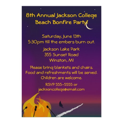 Beach Bonfire Party Invitation