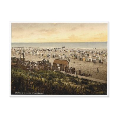 Beach, Borkum, Schleswig-Holstein, Germany rare Ph Postcard by photochrom