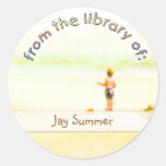 Beach Boy Library Plate Round Sticker