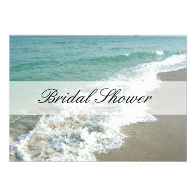 Beach Bridal Shower Invitations, Aqua Blue/White