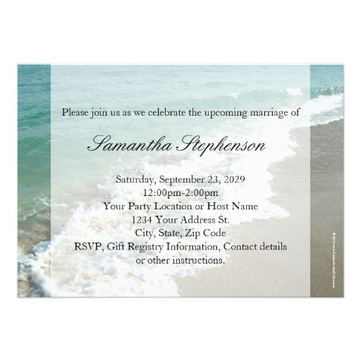 Beach Bridal Shower Invitations, Aqua Blue/White