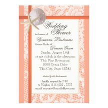 Beach Bridal Shower Light Coral Custom Invites