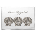 Beach brown white "bon appetit" shell place mats