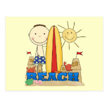 BEACH Brunette Boy Tshirts and Gifts Post Card
