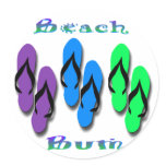 Beach Bum Flip Flops Round Stickers