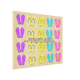 Beach Bum Flip Flops Wrapped Canvas Print