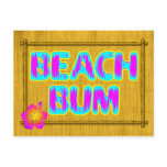 Beach Bum Funny Saying Pink and Teal Post Card