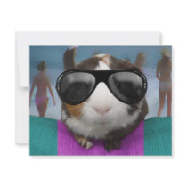 Beach bum guinea pig personalized invite