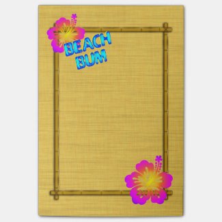 Beach Bum Hibiscus Flower Bamboo Frame Art Post it