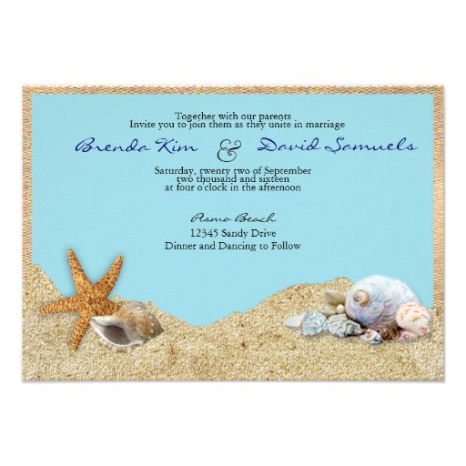 Beach Burlap Wedding Invitation