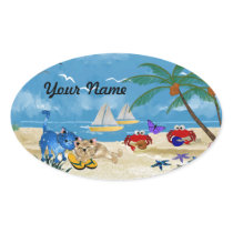Beach Cats Summer Oval Sticker