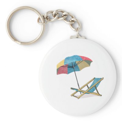 Beach Chair and Umbrella Key Chain by ElainePlesser