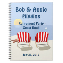 Beach Chair Retirement Party Guest Book Spiral Notebook