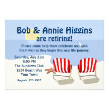 Beach Chair Retirement Party Invitation