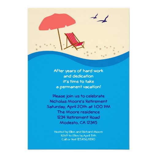 Beach Chair Retirement Party Invitation (front side)