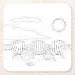 Beach Chairs Adult Coloring Paper Coaster