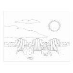 Beach Chairs Adult Coloring Postcard