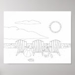 Beach Chairs Adult Coloring Poster