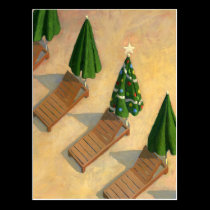 Beach Chairs Christmas postcard postcards