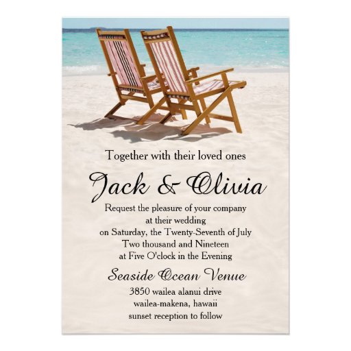 Beach Chairs Destination Wedding Invitation (front side)