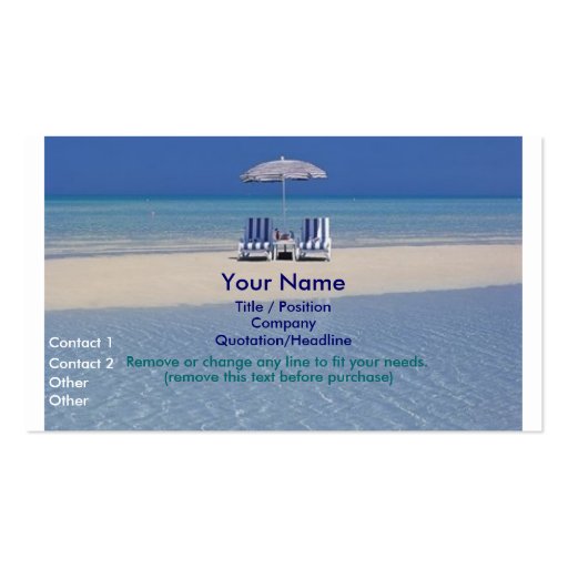 Beach Chairs on Sandbar business card II (front side)