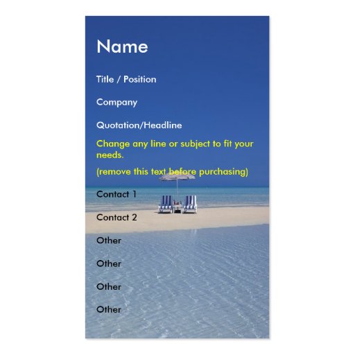 Beach Chairs on Sandbar business card template ver