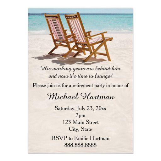 Beach Chairs Retirement Party Invitations (front side)