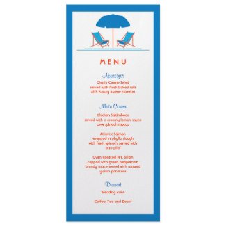 Beach Chairs Wedding Menu Card invitation