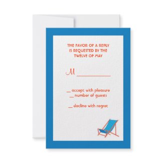 Beach Chairs Wedding RSVP Card invitation