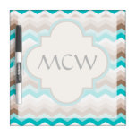 Beach Chevron Zigzag Monogram Dry Erase Whiteboard