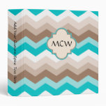 Beach Chevron Zigzag Monogram Vinyl Binder
