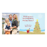 BEACH Christmas Tree Sand Castle Vacation 8x4 Photo Card