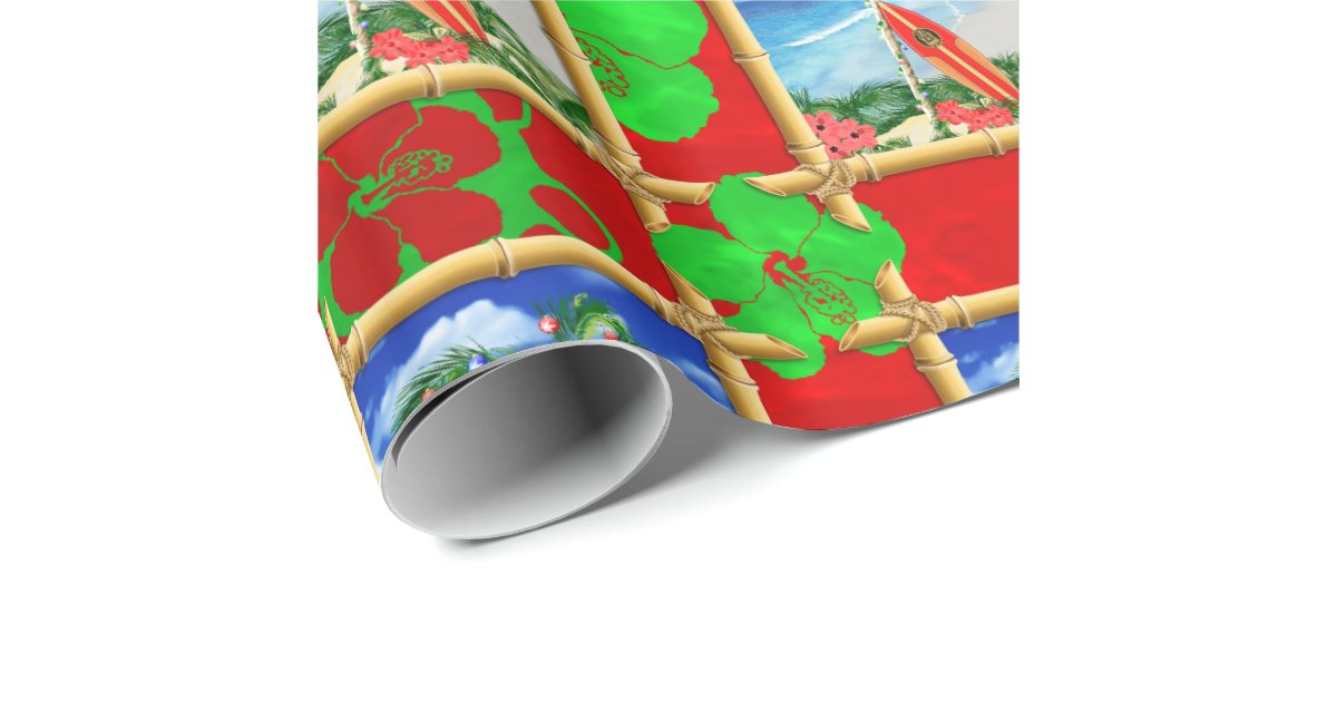 Beach Themed Christmas Wrapping Paper 