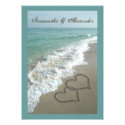 Beach Destination Wedding 5x7, Sand Hearts Custom Invitations