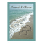 Beach Destination Wedding 5x7, Sand Hearts Custom Invitations