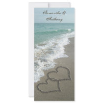 Beach Destination Wedding Invitation, 2 Hearts